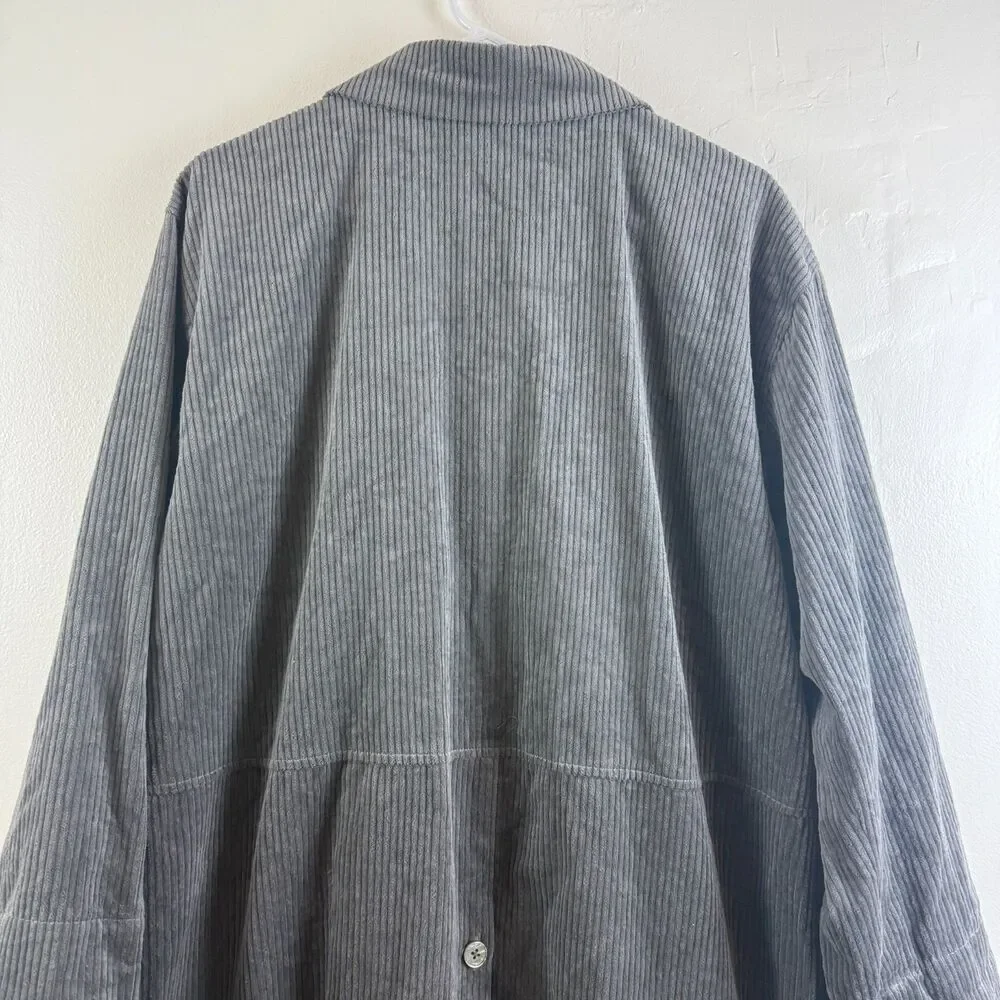 Gudrun Sjoden Gray Corduroy Coat Jacket Button Up Lagenlook Boho Size M - Picture 10 of 16